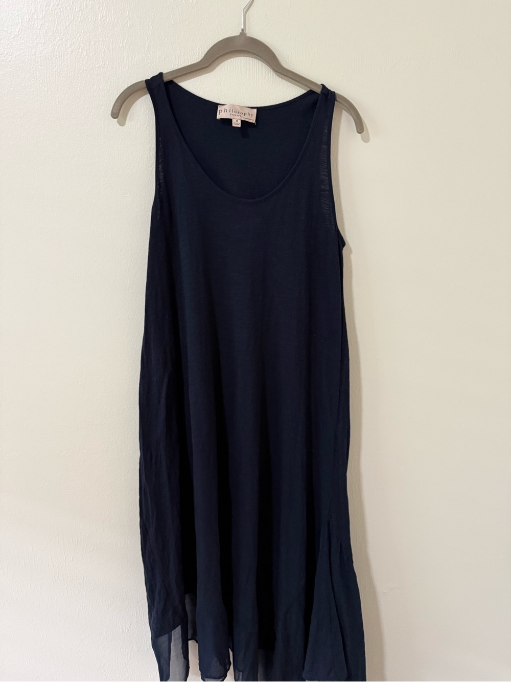 Philosophy Navy sleeveless midi dress hi-low